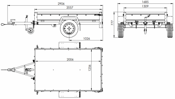 Remorque 750 kg 200 x 125 avec bâche dôme et arceau Garden Trailer 201 KIPP – Image 2