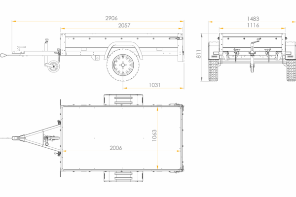 Remorque de jardin 200 Kipp avec roue jockey, châssis H-0 et bâche bleue – Image 2