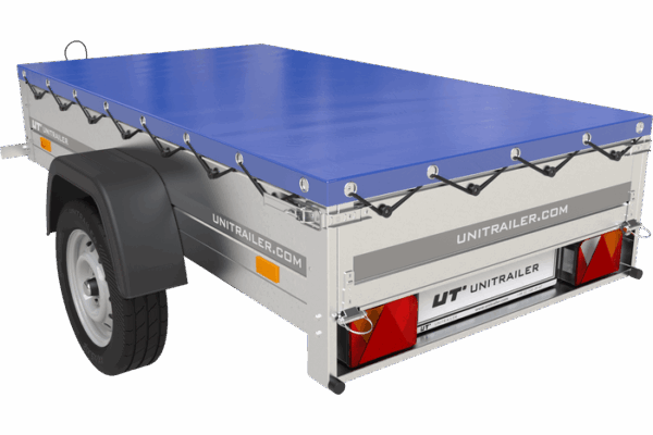 Remorque Garden Trailer 200 Kipp avec roue jockey et bâche plate bleue – Image 5