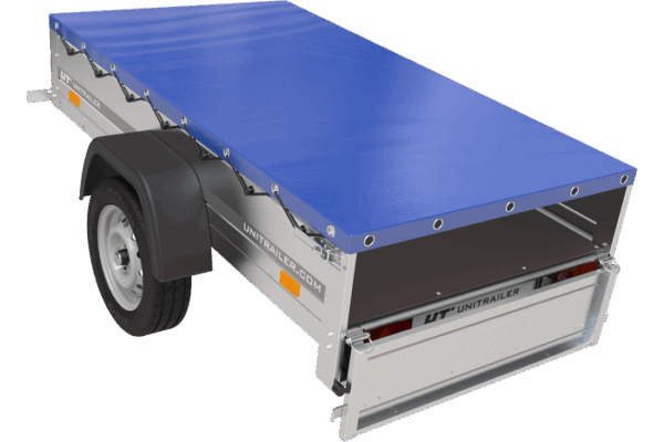Remorque Garden Trailer 200 Kipp avec roue jockey et bâche plate bleue – Image 6