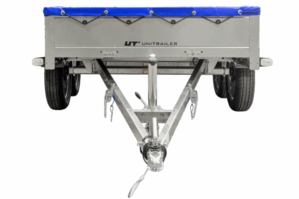 unitrailer 264/2 kipp avec roue jockey, tiges de support et bâche plate bleue – Image 10