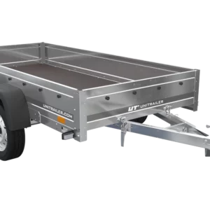unitrailer 264/2 kipp avec roue jockey, tiges de support et bâche plate bleue