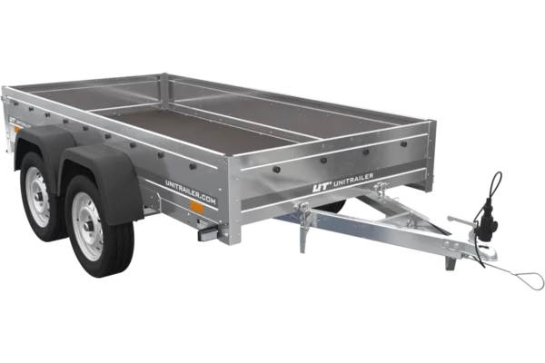 unitrailer 264/2 kipp avec roue jockey, tiges de support et bâche plate bleue